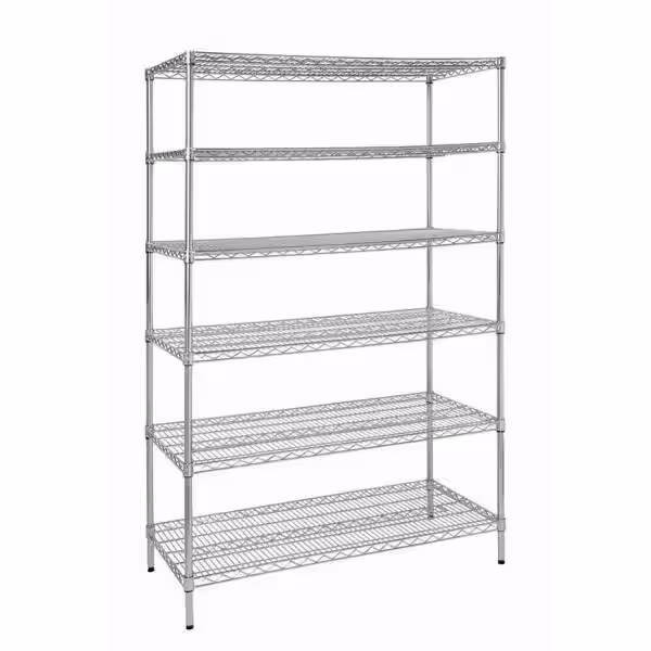 Chrome 6-Tier Commercial Grade Heavy Duty Steel Wire Shelving Unit (48 in. W x 72 in. H x 24 in. D)