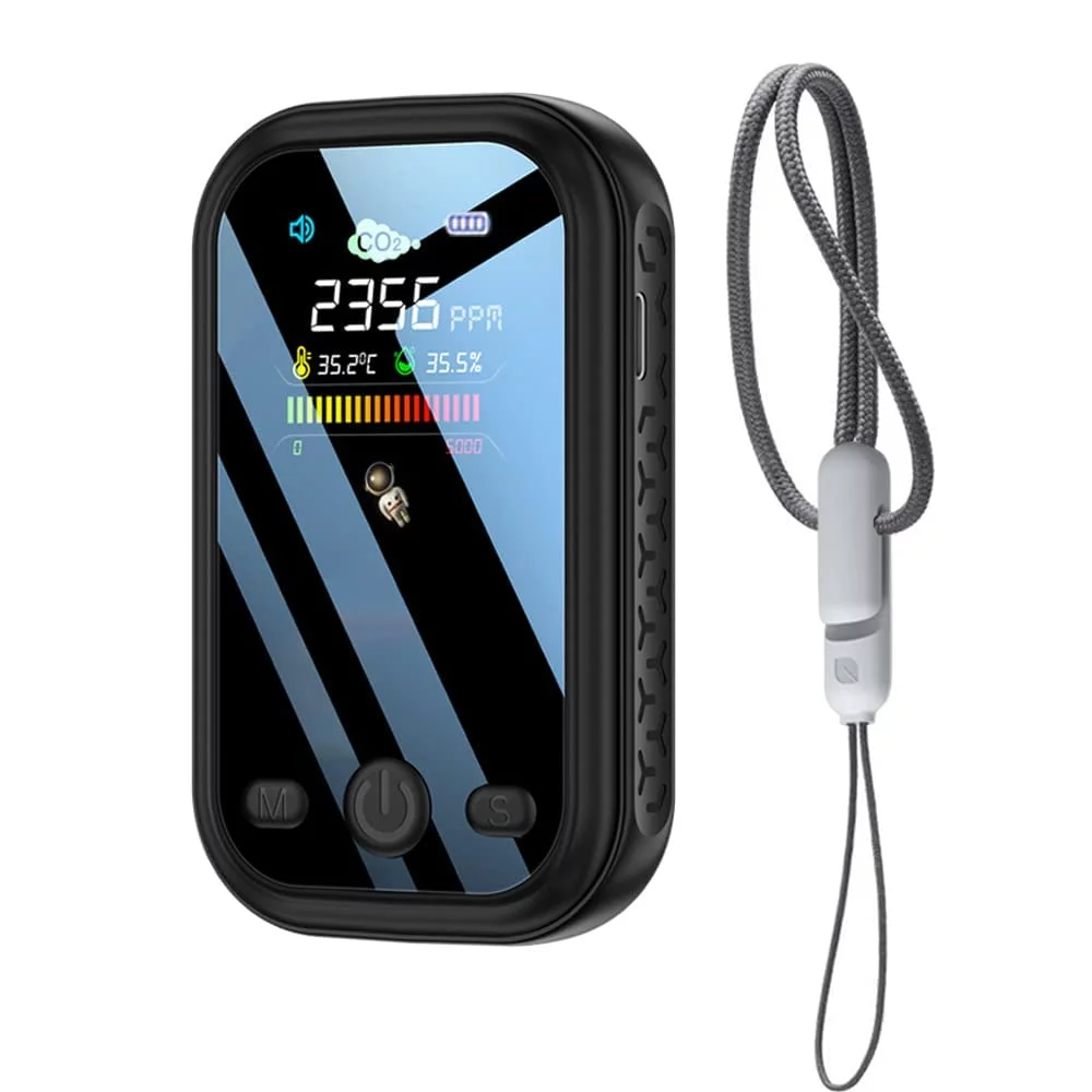 Mini CO2 Detector, Multi-Function CO2 Monitor Meter Air Quality Monitor Carbon Dioxide Detector Portable Temperature and Humidity Detector for Travel Home Indoor or Anywhere You Use (White) - Curated Treasures Market