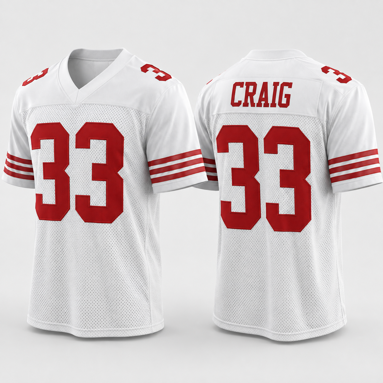 Men's San Francisco 49ers Roger Craig #33 White Away Football Jersey – Stitched Dazzle Twill