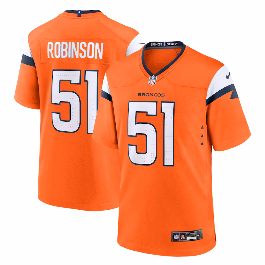 Men's Denver Broncos Que Robinson Nike Orange Team Game Jersey