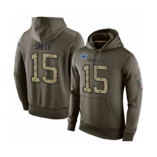 Football Men's Dallas Cowboys #15 Devin Smith Green Salute To Service Pullover Hoodie