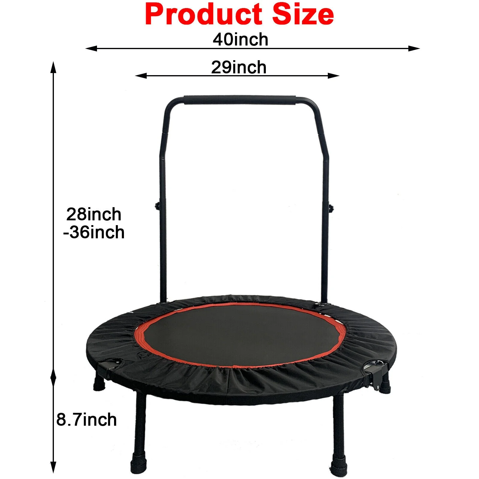 PRIJESSE 660lbs Mini Trampoline for Adults, Indoor Small Rebounder Exercise Trampoline for Workout Fitness for Quiet and Safely Cushioned Bounce, 40 Inch