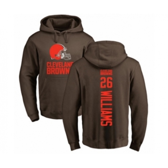 Football Cleveland Browns #26 Greedy Williams Brown Backer Pullover Hoodie