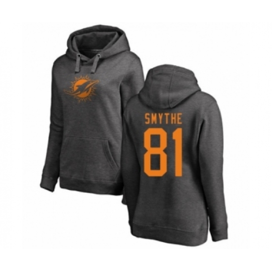 Football Women's Miami Dolphins #81 Durham Smythe Ash One Color Pullover Hoodie