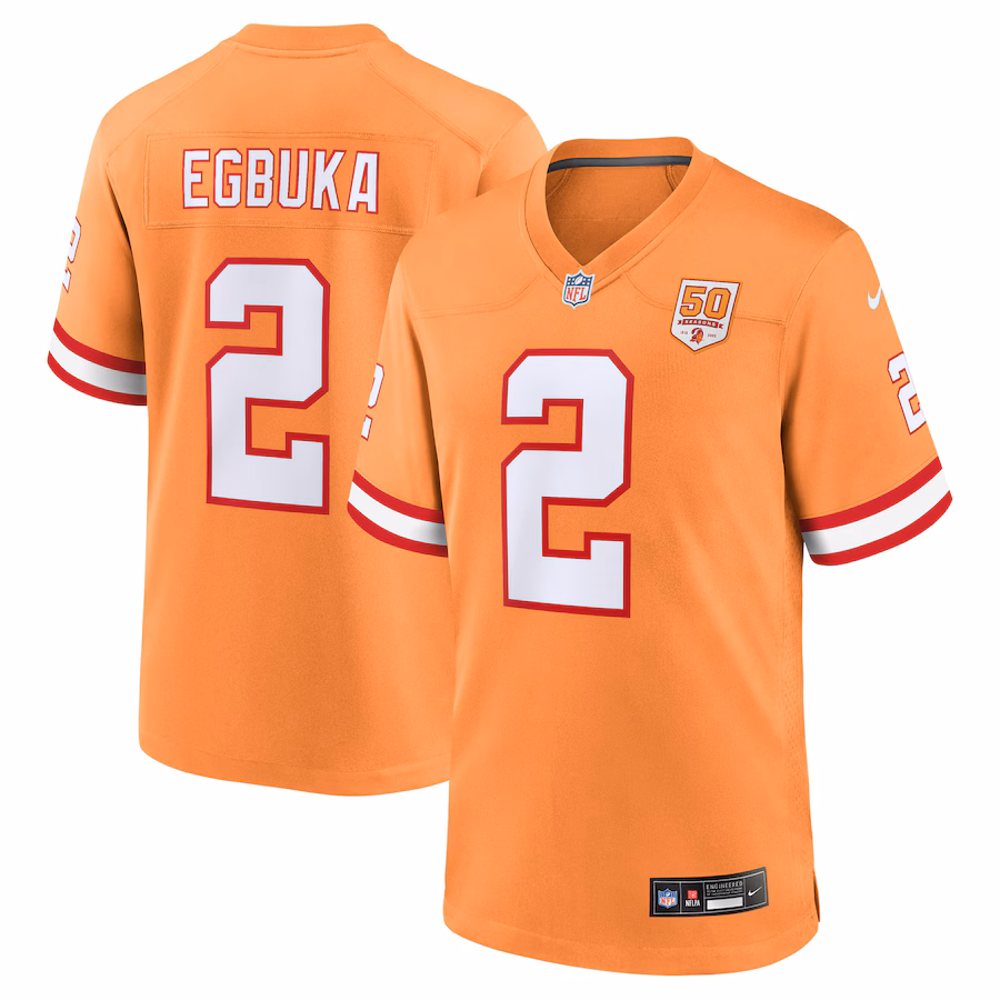 Men's Tampa Bay Buccaneers Emeka Egbuka Nike Creamsicle Alternate 2 50th Season Game Jersey