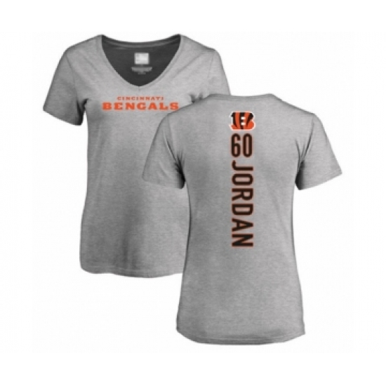 Football Women's Cincinnati Bengals #60 Michael Jordan Ash Backer V-Neck T-Shirt