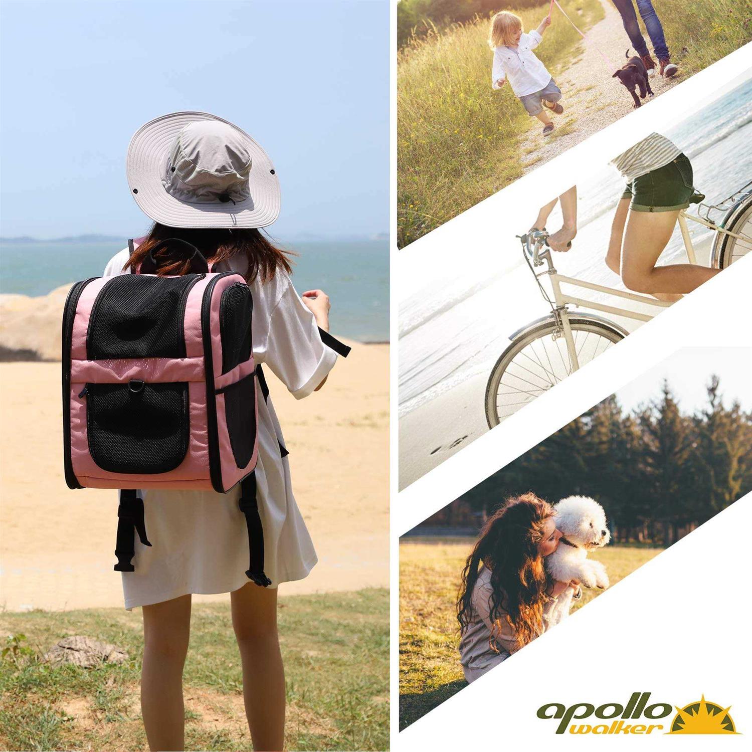 Apollo walker Pet Carrier Backpack for Large/Small Cats and Dogs, Puppies, Safety Features and Cushion Back Support for Travel