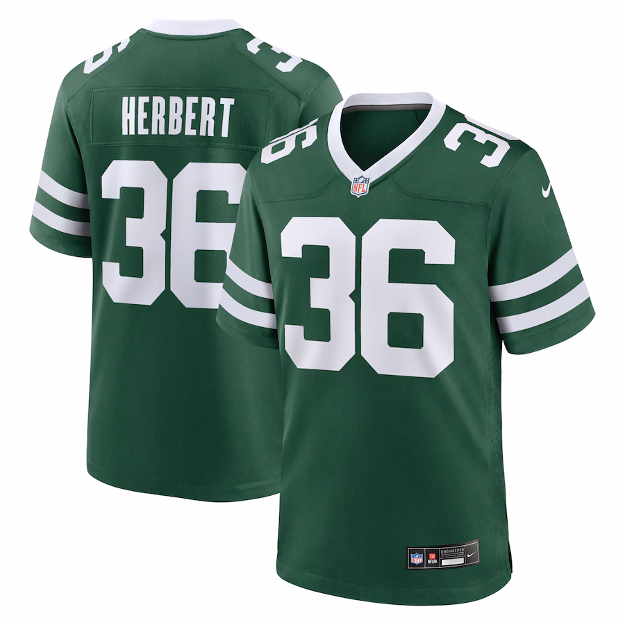 Men's New York Jets Khalil Herbert Nike Legacy Green Team Game Jersey