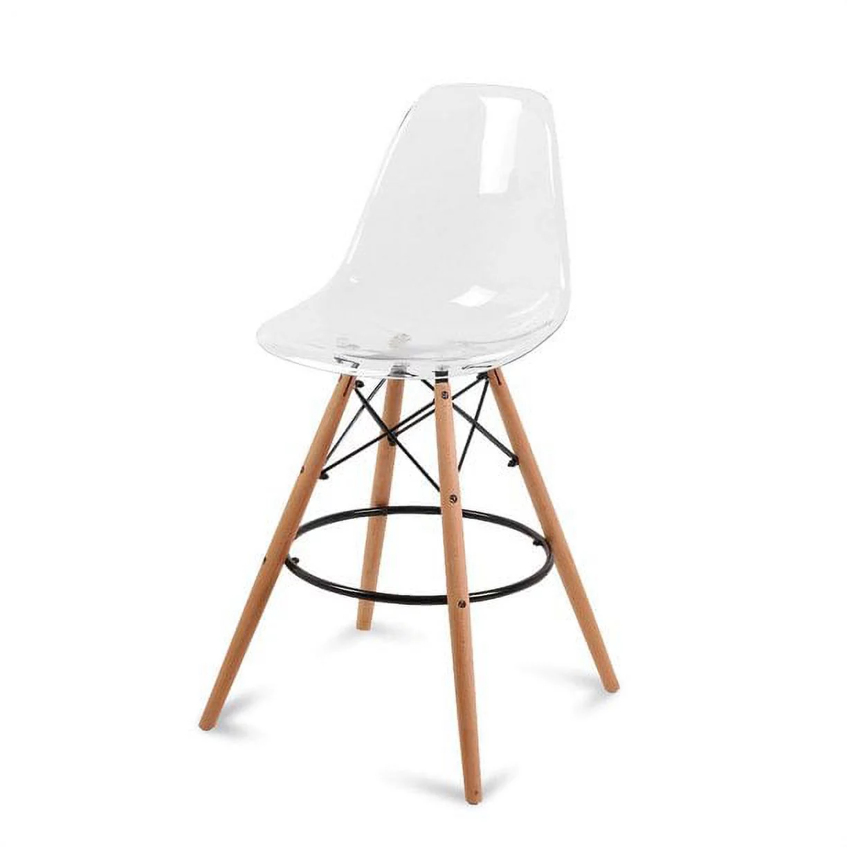 Set of 2 Counter Height High Island Stool Patio Dining Bar Pub Chairs, Clear - Curated Treasures Market