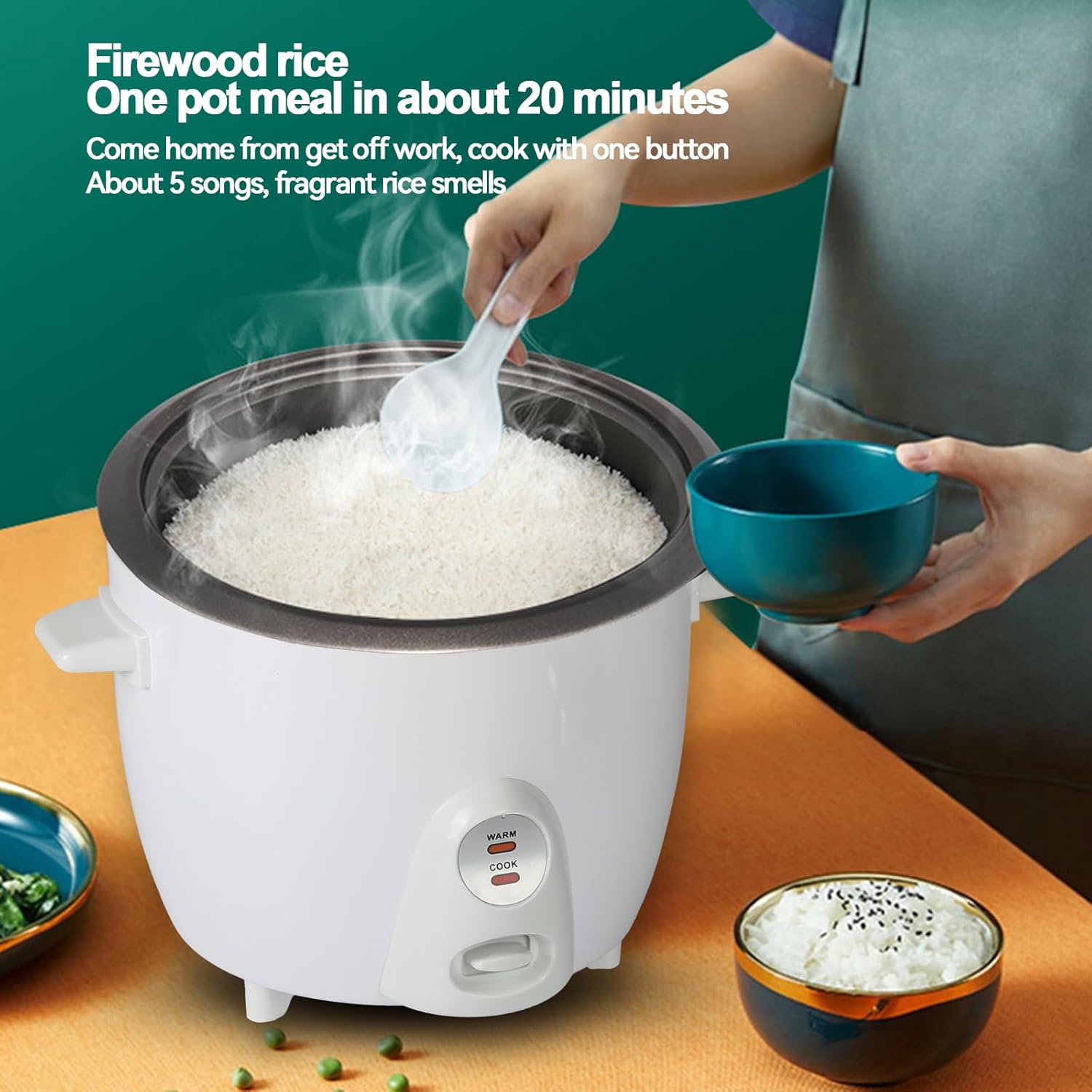 Mini Rice Cooker, Rice Cooker 2L, Small Removable Electric Rice Cooker for 3-4 people, Rice Cooker for White Rice, Brown Rice, Stew, Ramen, Porridge, Hot Pot, White