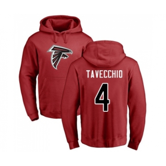 Football Atlanta Falcons #4 Giorgio Tavecchio Red Name & Number Logo Pullover Hoodie