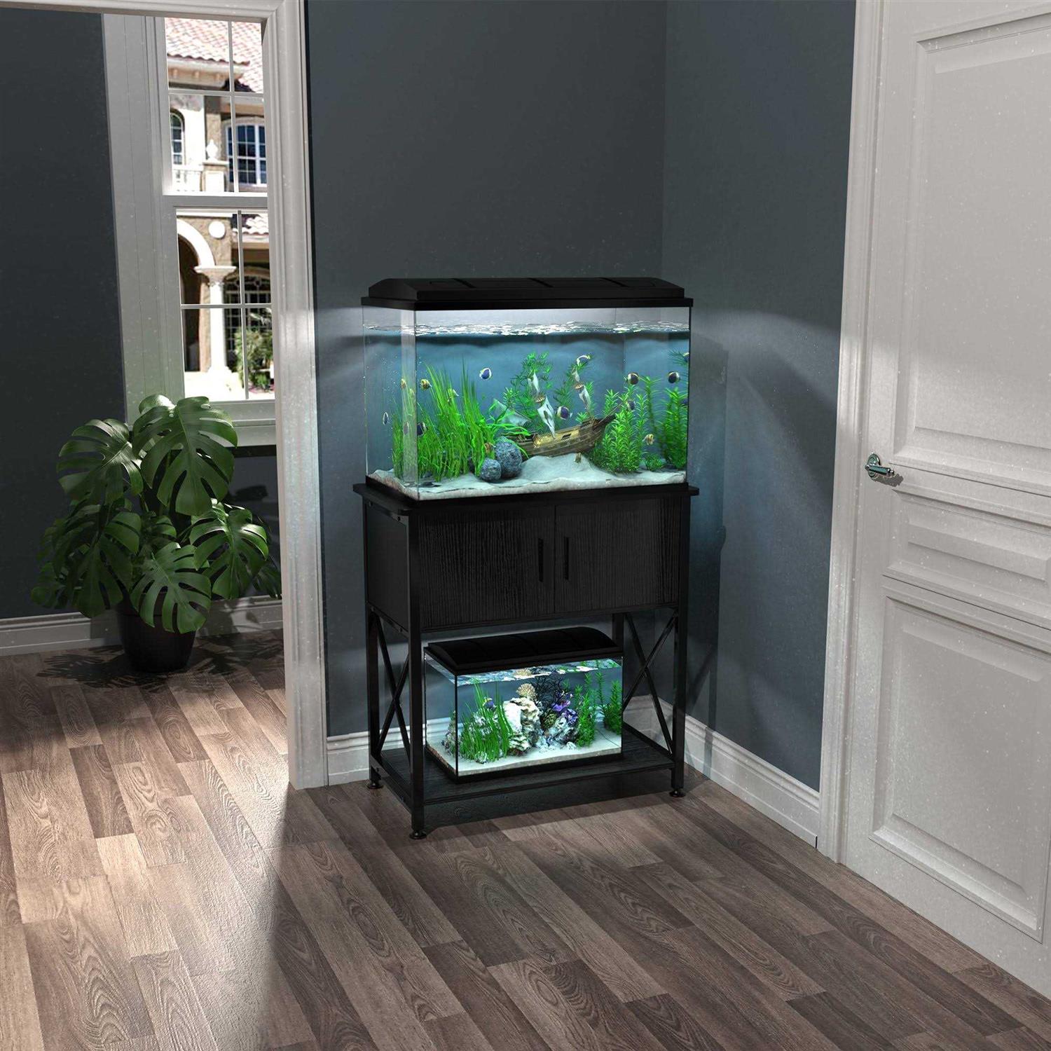 GDLF Fish Tank Stand Metal Aquarium Stand for 20 Gallon Long with Accessories Storage
