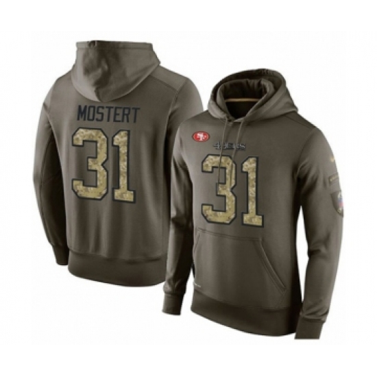 Football Men's San Francisco 49ers #31 Raheem Mostert Green Salute To Service Pullover Hoodie