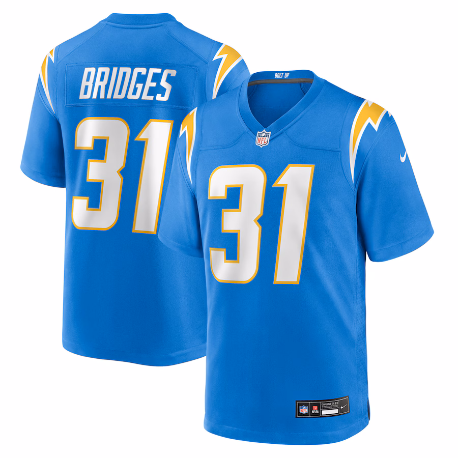 Men's Los Angeles Chargers Trikweze Bridges Nike Powder Blue Team Game Jersey