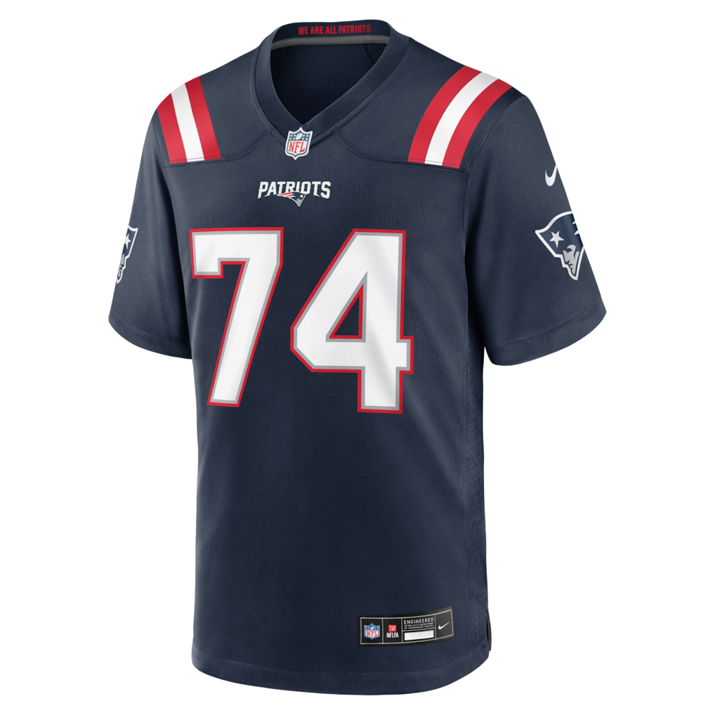 Men's New England Patriots Caleb Lomu Nike Navy 2026 NFL Draft First Round Pick No. 28 Team  Jersey