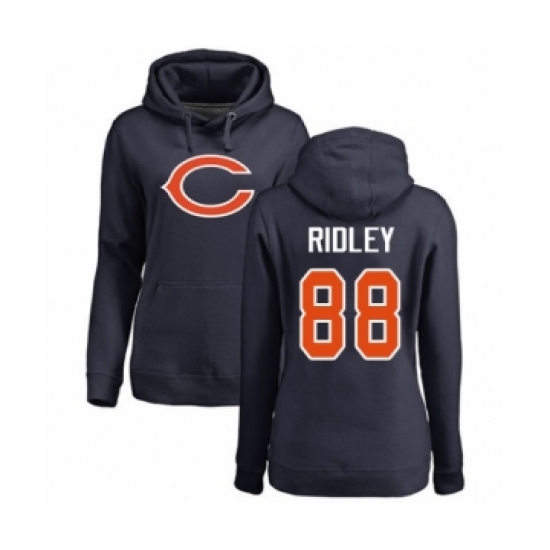 Football Women's Chicago Bears #88 Riley Ridley Navy Blue Name & Number Logo Pullover Hoodie