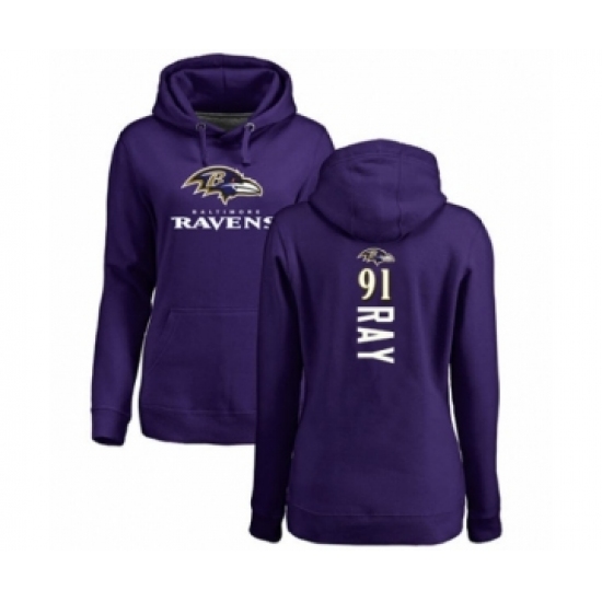 Football Women's Baltimore Ravens #91 Shane Ray Purple Backer Pullover Hoodie