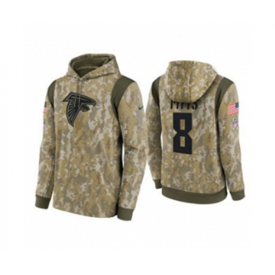 Men's Atlanta Falcons #8 Kyle Pitts Camo 2021 Salute To Service Therma Performance Pullover Football Hoodie