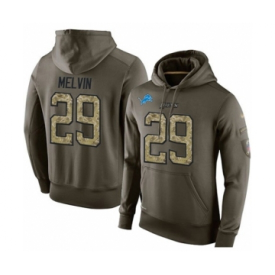 Football Men's Detroit Lions #29 Rashaan Melvin Green Salute To Service Pullover Hoodie