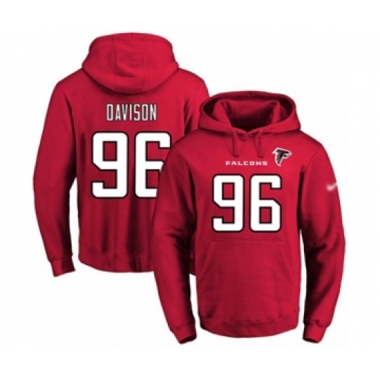 Football Men's Atlanta Falcons #96 Tyeler Davison Red Name & Number Pullover Hoodie