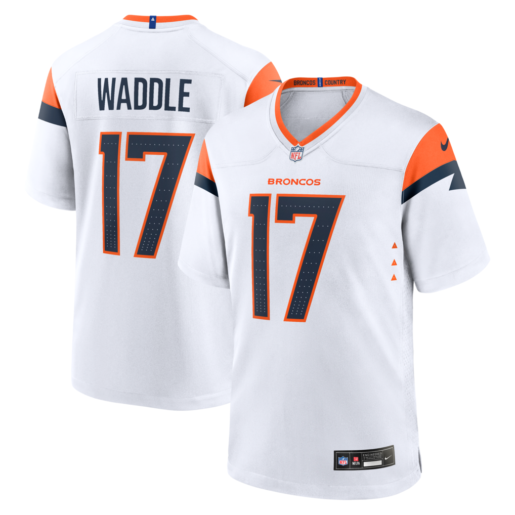 Men's Denver Broncos Jaylen Waddle Nike White Game Jersey