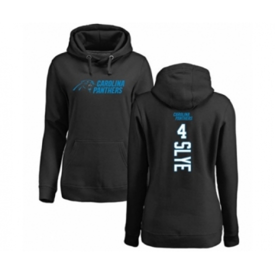 Football Women's Carolina Panthers #4 Joey Slye Black Backer Pullover Hoodie