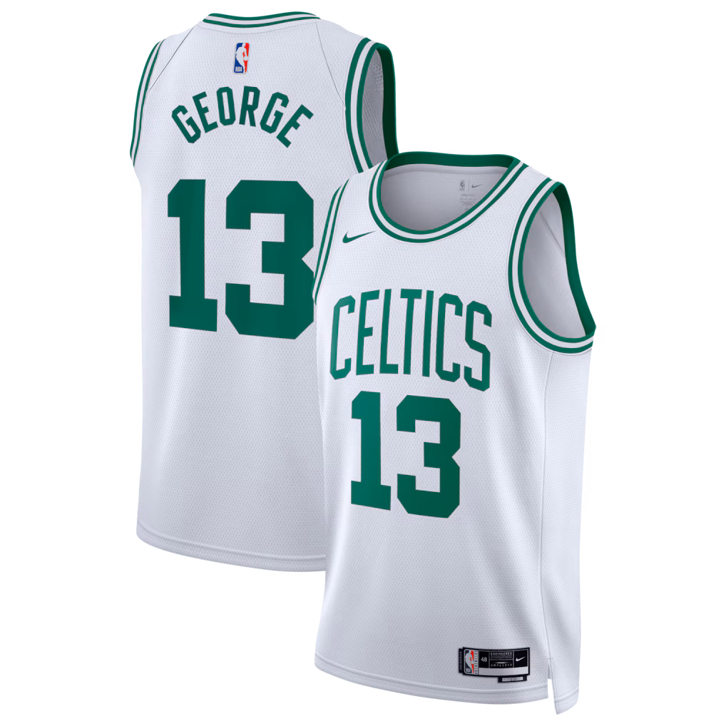 Men's Boston Celtics Paul George Nike White Swingman Jersey - Association Edition