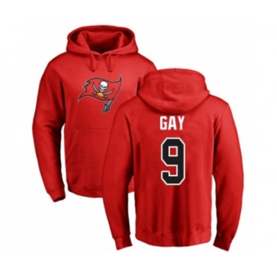 Football Tampa Bay Buccaneers #9 Matt Gay Red Name & Number Logo Pullover Hoodie