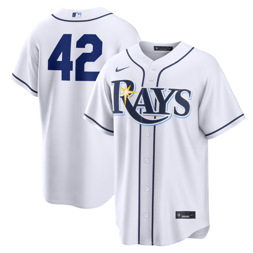 Men's Tampa Bay Rays Nike White Home 2026 Jackie Robinson Day Replica Jersey