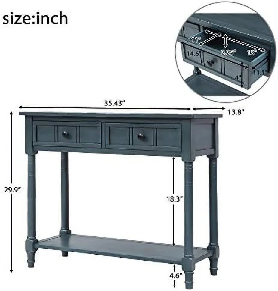 HBBOOMLIFE Entryway Table with Solid Wood Legs Console Table Traditional Design with Two Drawers and Bottom  Sofa Table Long Narrow Hallway Table Small Space Console End Table (Ivory) - Curated Treasures Market