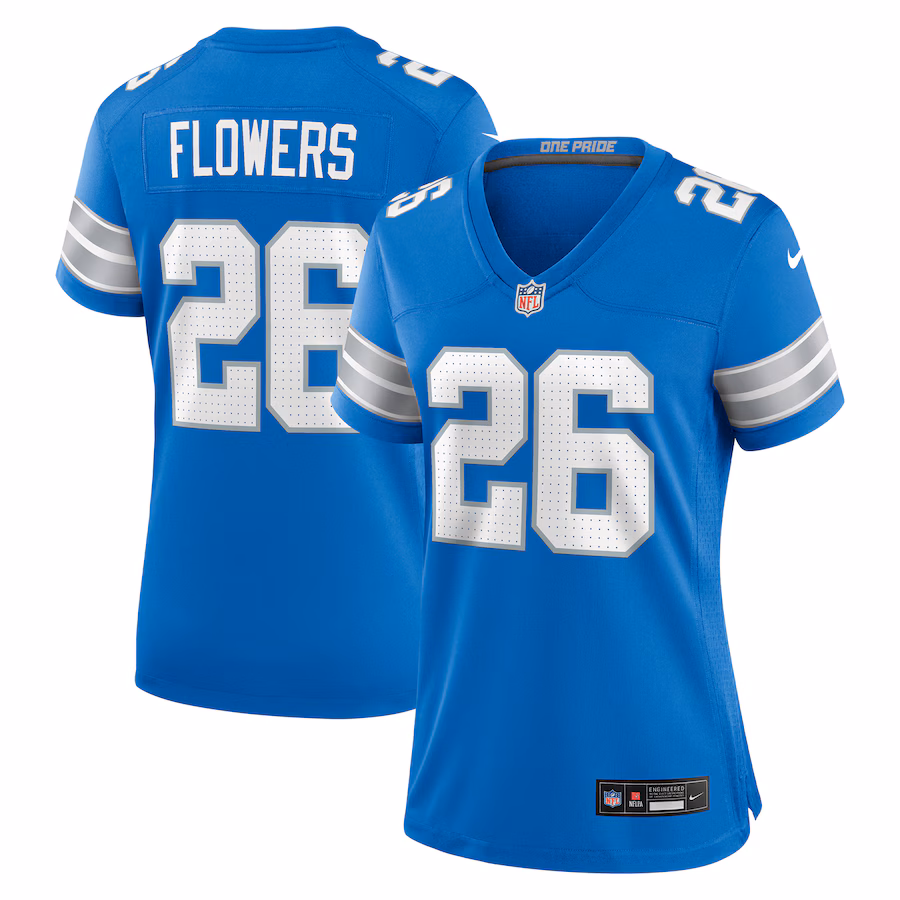 Women's Detroit Lions Tre Flowers Nike Blue Team Game Jersey