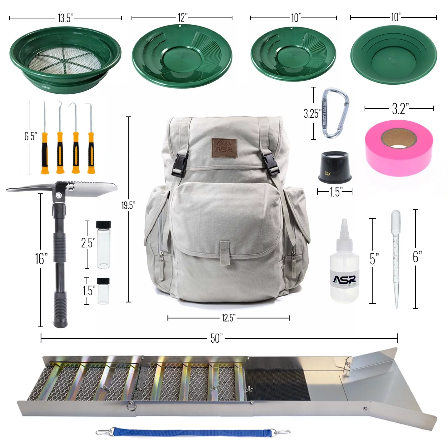 ASR Outdoor Deluxe Aluminum Folding Sluice Box and Backpack for Gold Prospecting - Curated Treasures Market