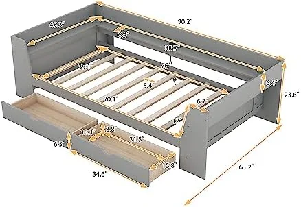 LLBIULife Harper & Bright Designs Twin Daybed with  Drawers  Shelves and Built-in Charging Station  Wood Twin  Bed Frame  for Bedroom Living Room (Twin Size  White) - Curated Treasures Market