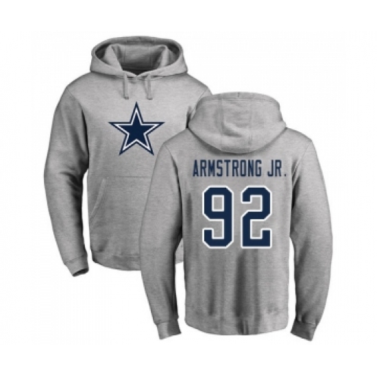 Football Dallas Cowboys #92 Dorance Armstrong Jr. Ash Name & Number Logo Pullover Hoodie