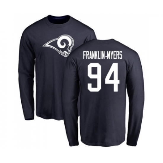 Football Los Angeles Rams #94 John Franklin-Myers Navy Blue Name & Number Logo Long Sleeve T-Shirt