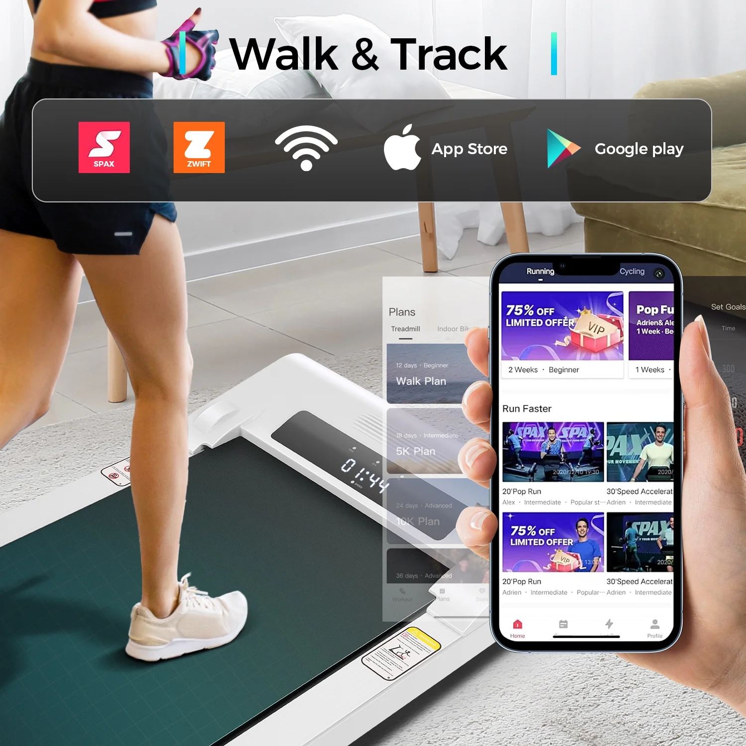 Under Desk Treadmill,2.5HP Installation-Free Slim Flat Compact Treadmill,Electric Quiet Walking Treadmill with LED Display and Wireless Remote Control for Home/Office (pink)