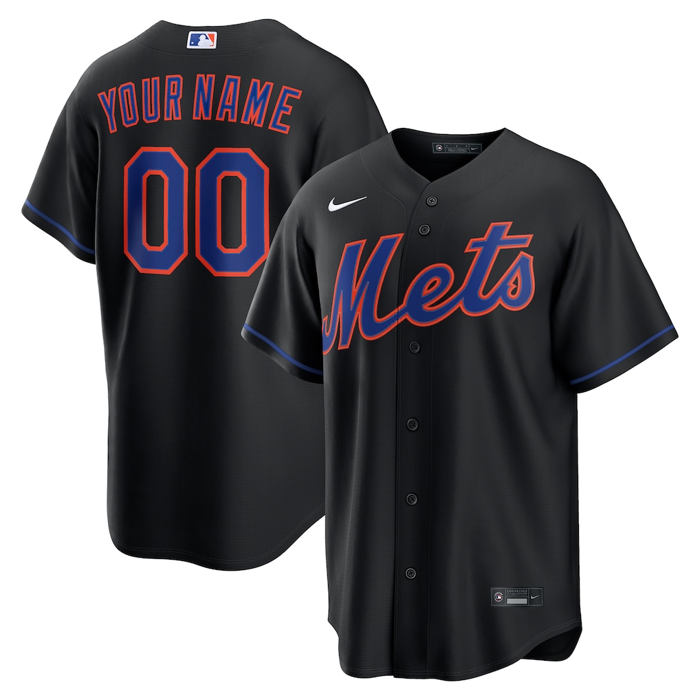 Men's New York Mets Nike Black Alternate Replica Custom Jersey
