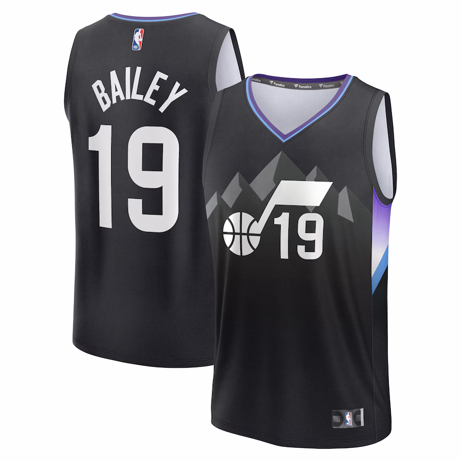Youth Utah Jazz Ace Bailey Fanatics Black 2025 NBA Draft First Round Pick Fast Break Replica Jersey - Statement Edition