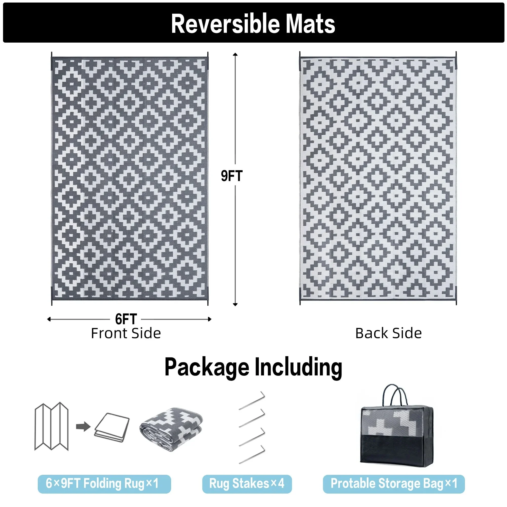 BERTHMEER Outdoor Rugs on Sale Clearance 6'x9' Waterproof Area Rugs Patio Rugs Plastic Straw Rugs Camping Rugs, Porch,Deck Rugs, RV Rugs for outside - Curated Treasures Market