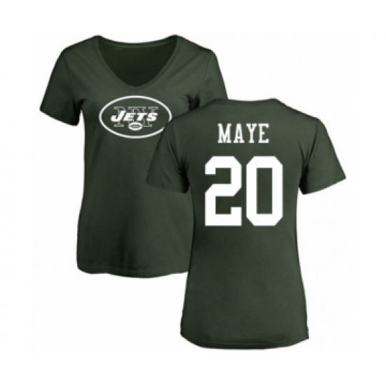 Football Women's New York Jets #20 Marcus Maye Green Name & Number Logo T-Shirt