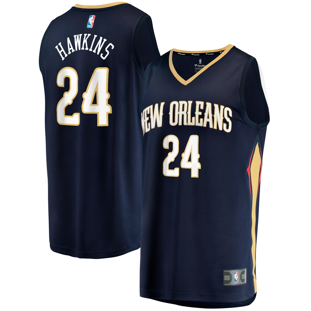 Men's New Orleans Pelicans Jordan Hawkins Fanatics Navy Fast Break Replica Jersey - Icon Edition