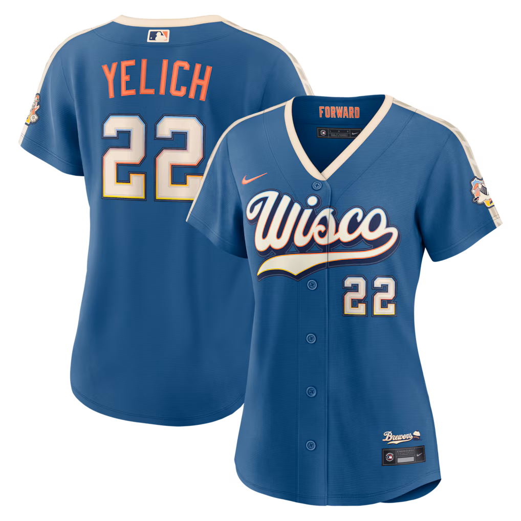 Women's Milwaukee Brewers Christian Yelich Nike Mineral Blue 2026 City Connect Stadium Jersey