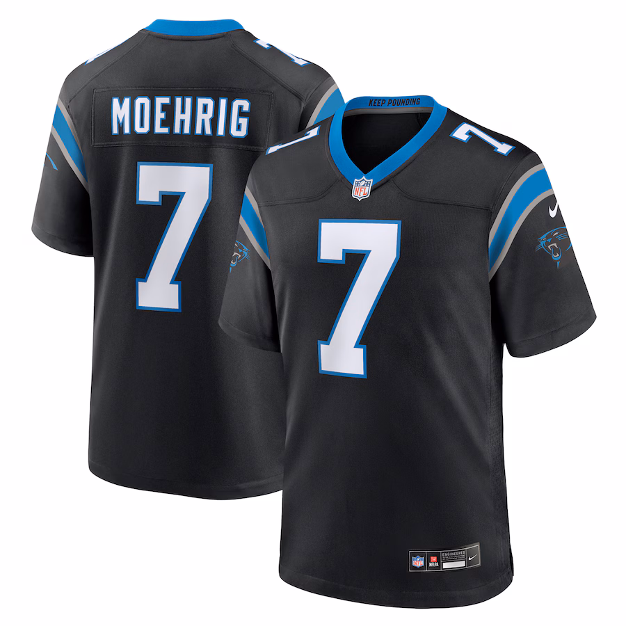 Men's Carolina Panthers Trevon Moehrig Nike Black Team Game Jersey