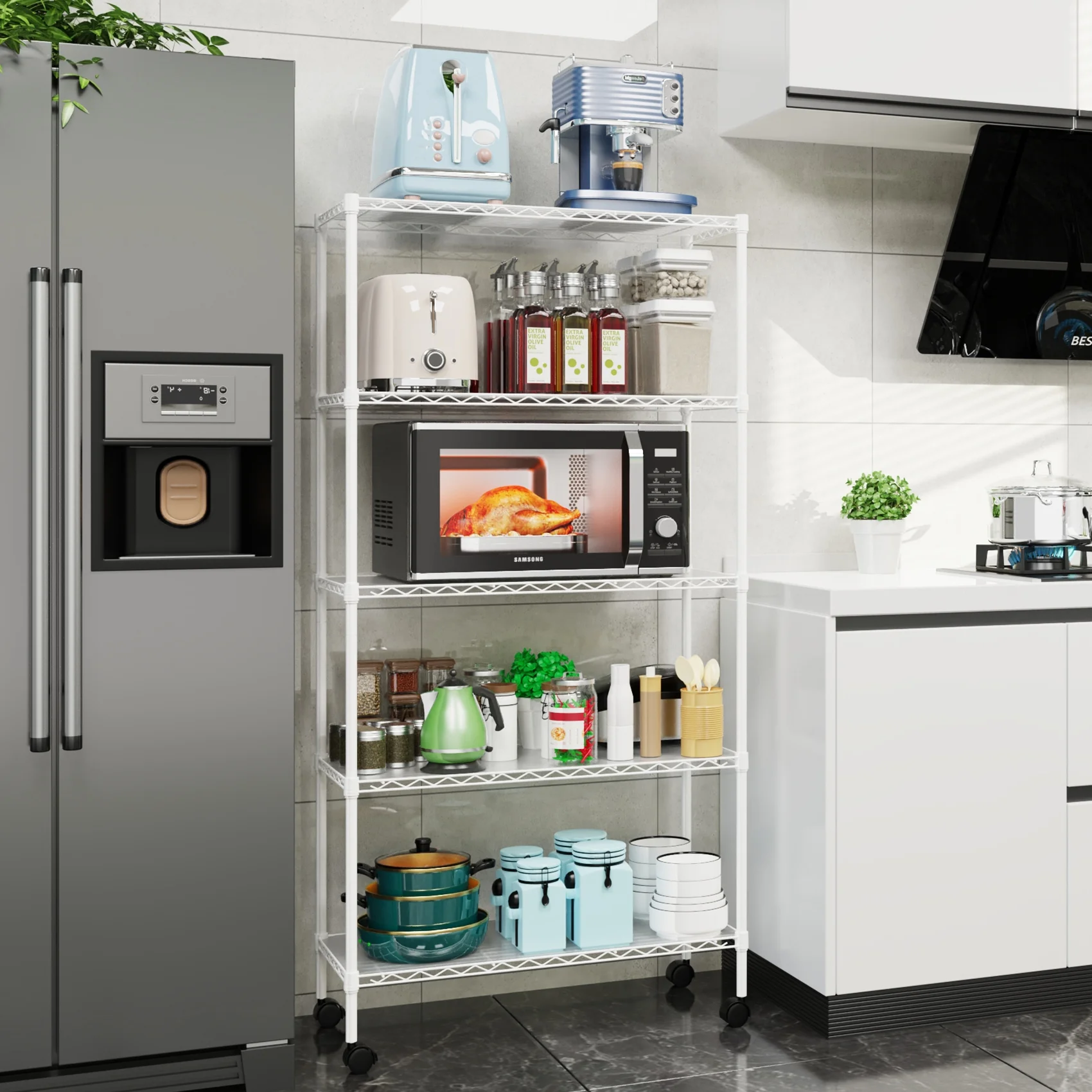 Ufurpie 2 Pack 5 Tier Shelf Wire Shelving Unit,NSF Heavy Duty Wire Shelf Metal Large Storage Shelves Height Adjustable Utility for Garage Kitchen Office,White - Curated Treasures Market