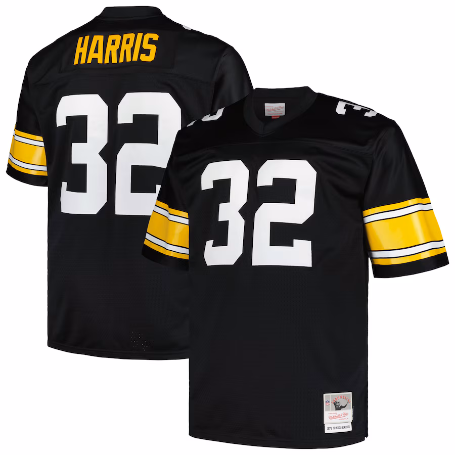 Men's Pittsburgh Steelers Franco Harris Mitchell & Ness Black Big & Tall 1976 Legacy Retired Player Jersey