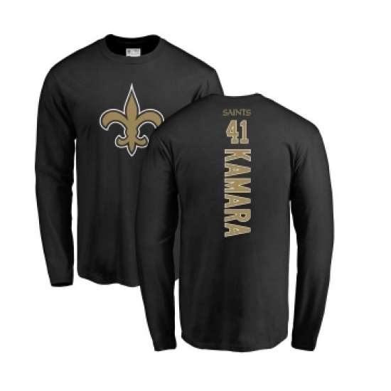 Football New Orleans Saints #41 Alvin Kamara Black Backer Long Sleeve T-Shirt