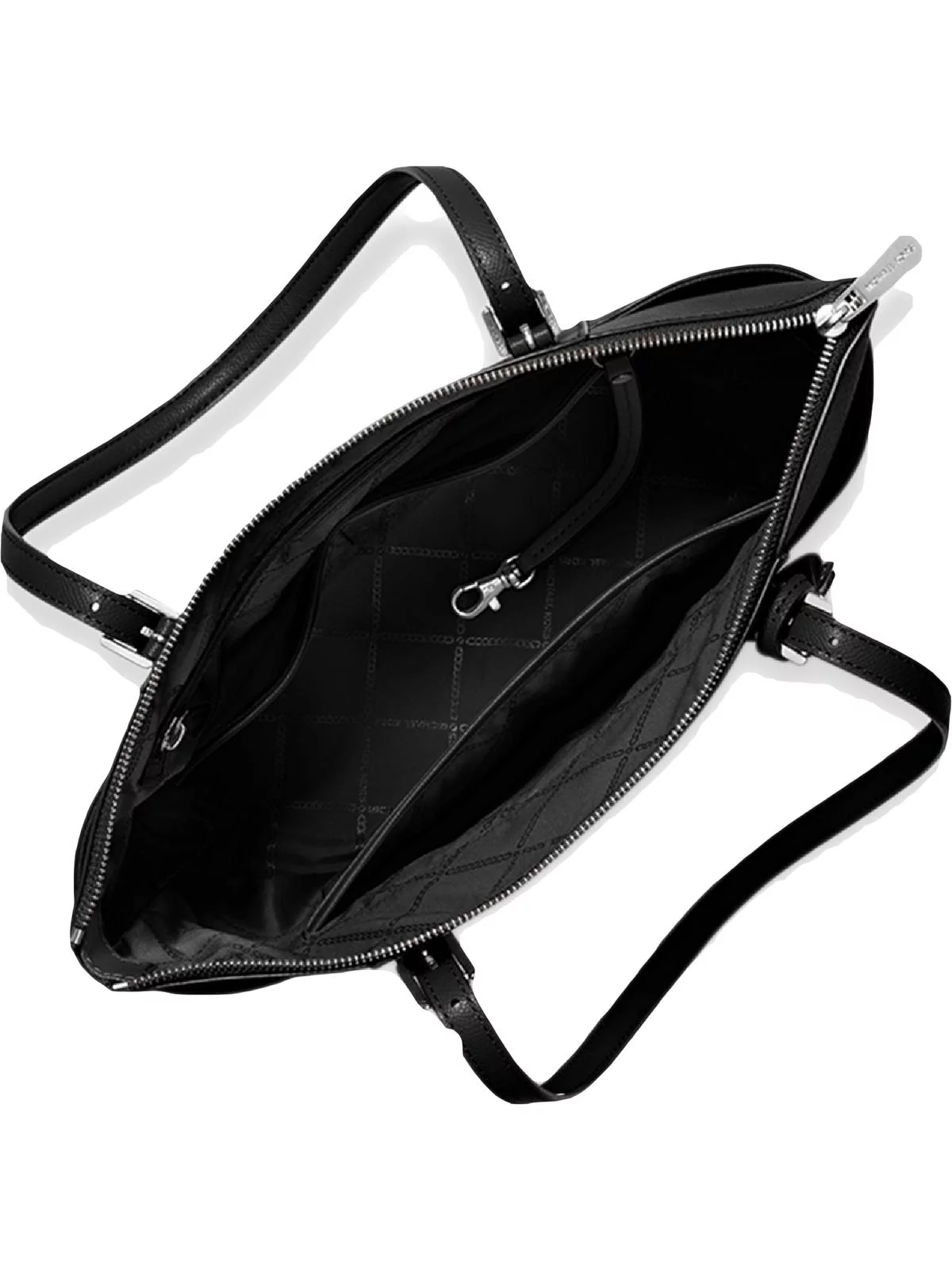 MICHAEL Jet Set East West Top Zip Large Tote Black/Silver - Curated Treasures Market