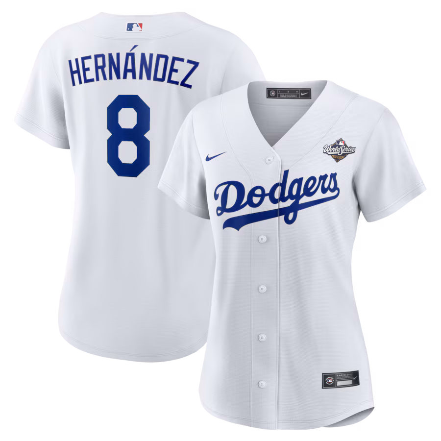 Women's Los Angeles Dodgers Enrique Hernández Nike White 2025 World Series Home Replica Player Jersey
