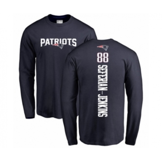 Football New England Patriots #88 Austin Seferian-Jenkins Navy Blue Backer Long Sleeve T-Shirt