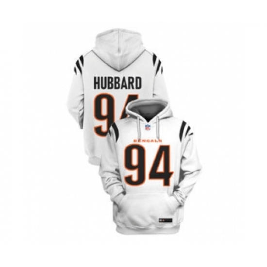 Men's Cincinnati Bengals #94 Sam Hubbard 2021 White Pullover Football Hoodie